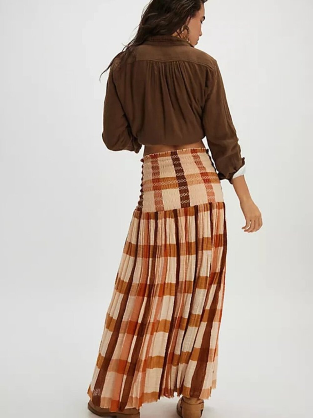 Free People Fp One Ravenna Printed Convertible Maxi Skirt Smocked Dress S - Picture 2 of 2